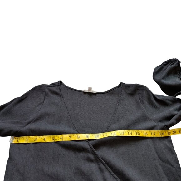 Vetta The Gathered Sleeve Wrap Top Black Tencel V Neck Puff Sleeve Women's Small - Picture 14 of 15